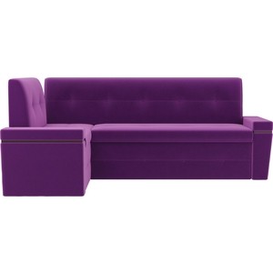 Кухонный угловой диван Мебелико Деметра микровельвет (фиолетовый) левый угол