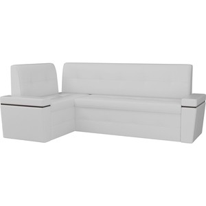 Кухонный угловой диван Мебелико Деметра эко-кожа (белый) левый угол