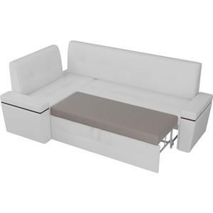 Кухонный угловой диван Мебелико Деметра эко-кожа (белый) левый угол