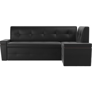 Кухонный угловой диван Мебелико Деметра эко-кожа (черный) правый угол