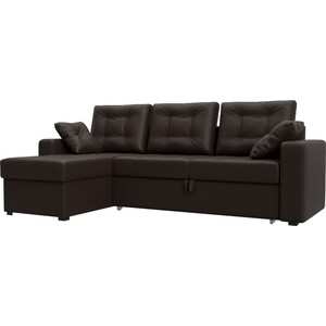 фото Угловой диван мебелико камелот эко-кожа коричневый левый угол