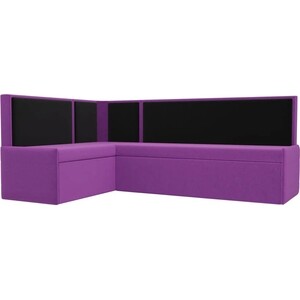 Кухонный угловой диван Мебелико Кристина микровельвет фиолетово/черный левый кухонный угловой диван мебелико классик микровельвет фиолетово левый