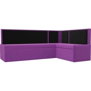 Кухонный угловой диван Мебелико Кристина микровельвет фиолетово/черный правый