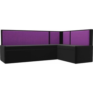 фото Кухонный угловой диван мебелико кристина микровельвет черно/фиолетовый правый