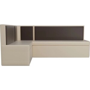 фото Кухонный угловой диван мебелико кристина эко-кожа бежево/коричневый левый