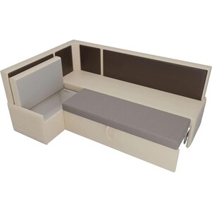 Кухонный угловой диван Мебелико Кристина эко-кожа бежево/коричневый левый