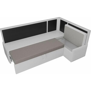Кухонный угловой диван Мебелико Кристина эко-кожа бело/черный правый