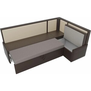 Кухонный угловой диван Мебелико Кристина эко-кожа коричнево/бежевый правый