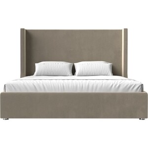 Кровать Мебелико Ларго микровельвет бежевый интерьерная кровать мебелико камилла микровельвет коричнево бежевый