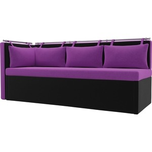 фото Кухонный угловой диван мебелико метро микровельвет фиолетово-черный угол левый