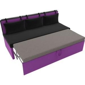 Кухонный диван Мебелико Метро микровельвет черно-фиолетовый