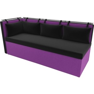 Кухонный угловой диван Мебелико Метро микровельвет черно-фиолетовый угол левый - фото 2