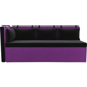Кухонный угловой диван Мебелико Метро микровельвет черно-фиолетовый угол левый - фото 3