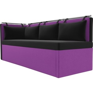 Кухонный угловой диван Мебелико Метро микровельвет черно-фиолетовый угол левый - фото 4
