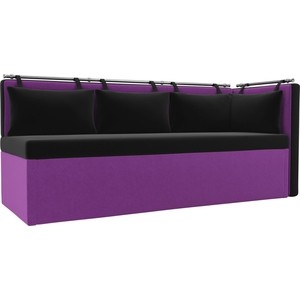 Кухонный угловой диван Мебелико Метро микровельвет черно-фиолетовый угол правый кухонный угловой диван мебелико деметра микровельвет фиолетовый правый угол