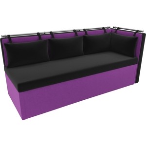 Кухонный угловой диван Мебелико Метро микровельвет черно-фиолетовый угол правый - фото 2