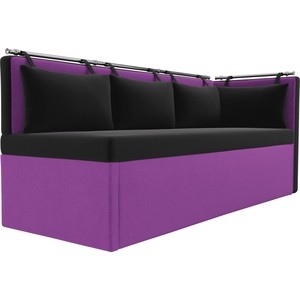 Кухонный угловой диван Мебелико Метро микровельвет черно-фиолетовый угол правый - фото 4