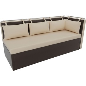 Кухонный угловой диван Мебелико Метро эко-кожа бежево-коричневый угол правый - фото 2
