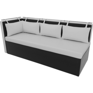 Кухонный угловой диван Мебелико Метро эко-кожа бело-черный угол левый - фото 2