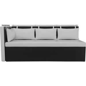 Кухонный угловой диван Мебелико Метро эко-кожа бело-черный угол левый - фото 3