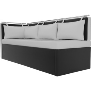 Кухонный угловой диван Мебелико Метро эко-кожа бело-черный угол левый - фото 4