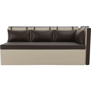 Кухонный угловой диван Мебелико Метро эко-кожа коричнево-бежевый угол правый - фото 3