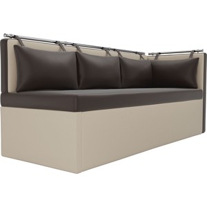 Кухонный угловой диван Мебелико Метро эко-кожа коричнево-бежевый угол правый - фото 4