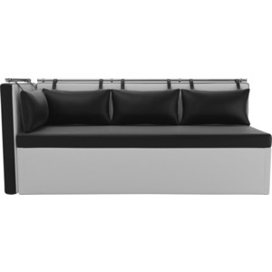 Кухонный угловой диван Мебелико Метро эко-кожа черно-белый угол левый