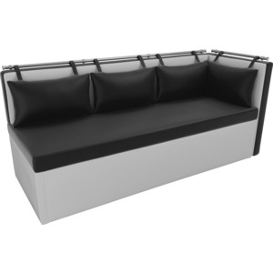 Кухонный угловой диван Мебелико Метро эко-кожа черно-белый угол правый