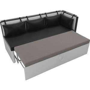 Кухонный угловой диван Мебелико Метро эко-кожа черно-белый угол правый