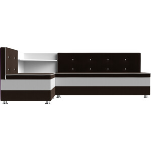 Кухонный диван Мебелико Милан микровельвет коричнево-белый левый