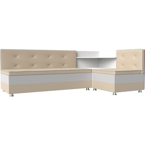 Кухонный диван Мебелико Милан эко-кожа бежевый-белый правый электромясорубка moulinex me462132 400 вт белый бежевый