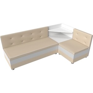 фото Кухонный диван мебелико милан эко-кожа бежевый-белый правый