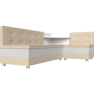 фото Кухонный диван мебелико милан эко-кожа бежевый-белый правый
