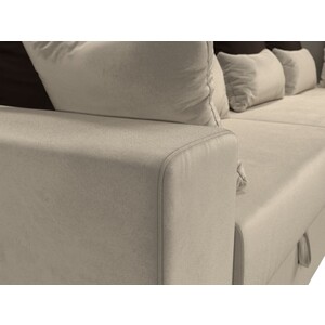 фото Угловой диван мебелико мэдисон long микровельвет бежевый коричневый/бежевый правый угол