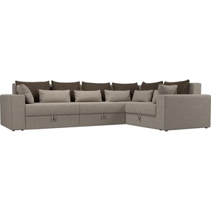 фото Угловой диван мебелико мэдисон long рогожка бежевый коричневый/бежевый правый угол