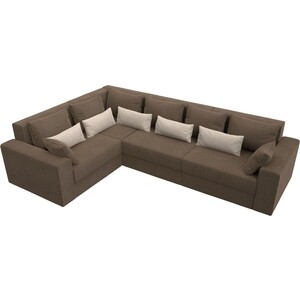 фото Угловой диван мебелико мэдисон long рогожка коричневый коричневый/бежевый левый угол