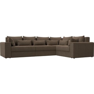 фото Угловой диван мебелико мэдисон long рогожка коричневый правый угол