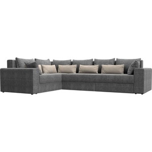 фото Угловой диван мебелико мэдисон long рогожка серый серый/бежевый левый угол