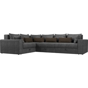 фото Угловой диван мебелико мэдисон long рогожка серый серый/коричневый левый угол