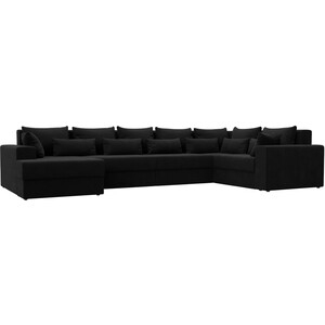 фото Угловой диван мебелико мэдисон-п левый угол микровельвет черный