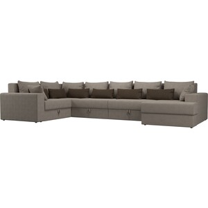 фото Угловой диван мебелико мэдисон-п левый угол рогожка бежевый бежевый/коричневый