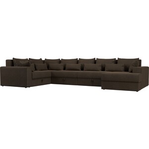 фото Угловой диван мебелико мэдисон-п левый угол рогожка коричневый