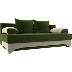 Диван-еврокнижка Мебелико Ник-2 микровельвет зелено-бежевый диван еврокнижка мебелико венеция микровельвет бежевый