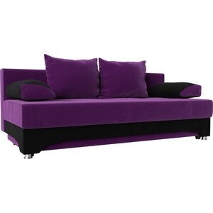 Диван-еврокнижка Мебелико Ник-2 микровельвет фиолетово-черн диван еврокнижка мебелико венеция микровельвет фиолетово черн