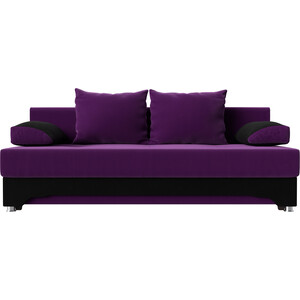 Диван-еврокнижка Мебелико Ник-2 микровельвет фиолетово-черн