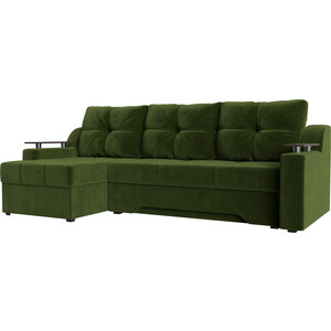 фото Диван угловой мебелико сенатор нпб микровельвет зеленый левый
