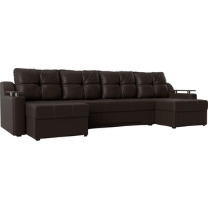 фото Угловой диван мебелико сенатор-п эко-кожа коричневый