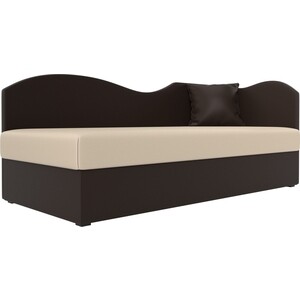 Диван Мебелико Тахта эко-кожа бежево-коричневый правый интерьерная кровать мебелико камилла эко кожа бежево коричневый