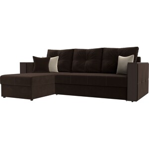 фото Угловой диван мебелико валенсия микровельвет коричневый левый угол